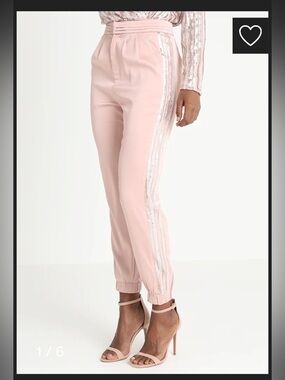 Honey Punch Blush Pink Sequin-Trim Jogger Pants